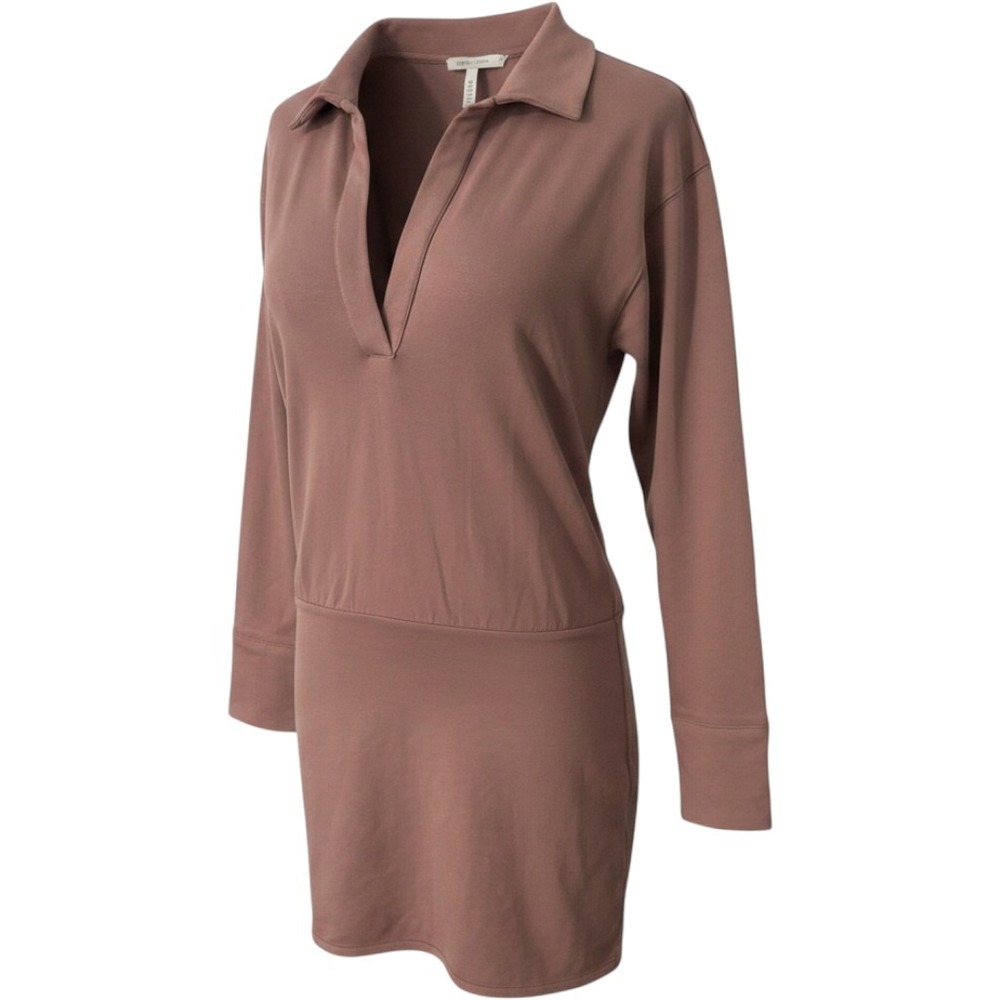 NWT L*Space Carson Dress Wms XS Dusty Rose Mauve Mini Long Sleeve Collared